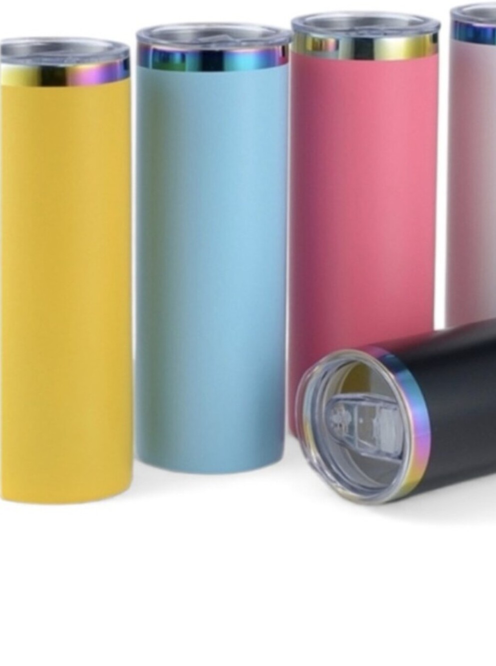 Yellow Holographic Skinny Tumbler With Lid Straw 20oz